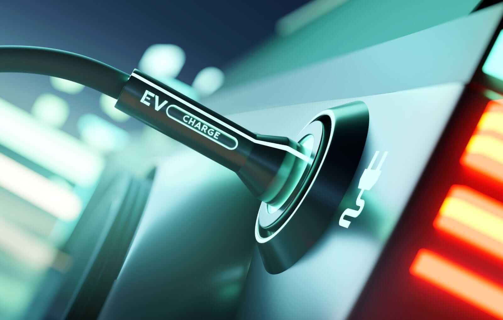 Closeup of EV being charged by Solarseven via iStock